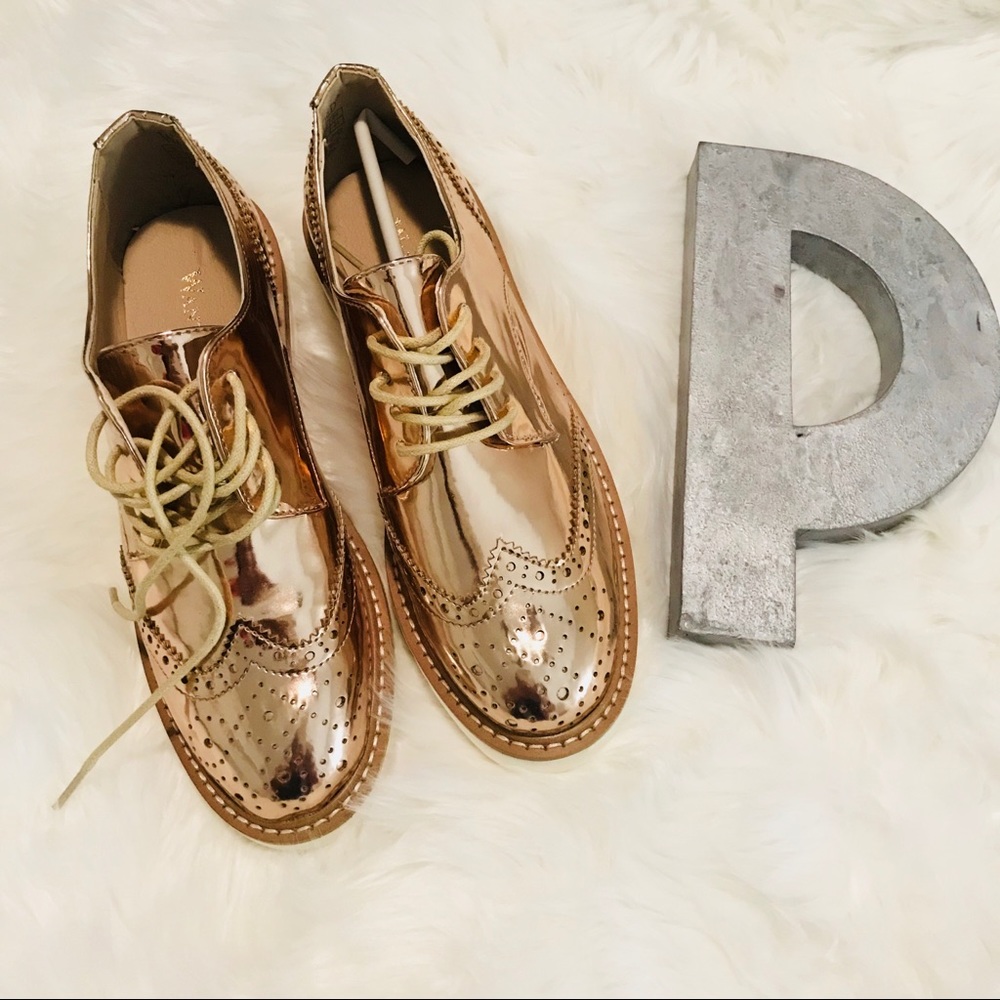 Rose Gold wedge Oxfords